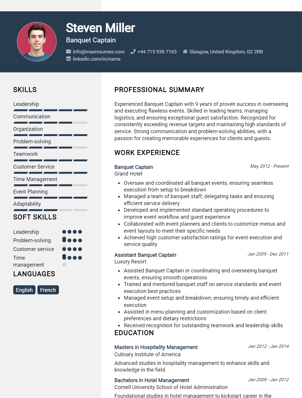 banquet-captain-resume-sample