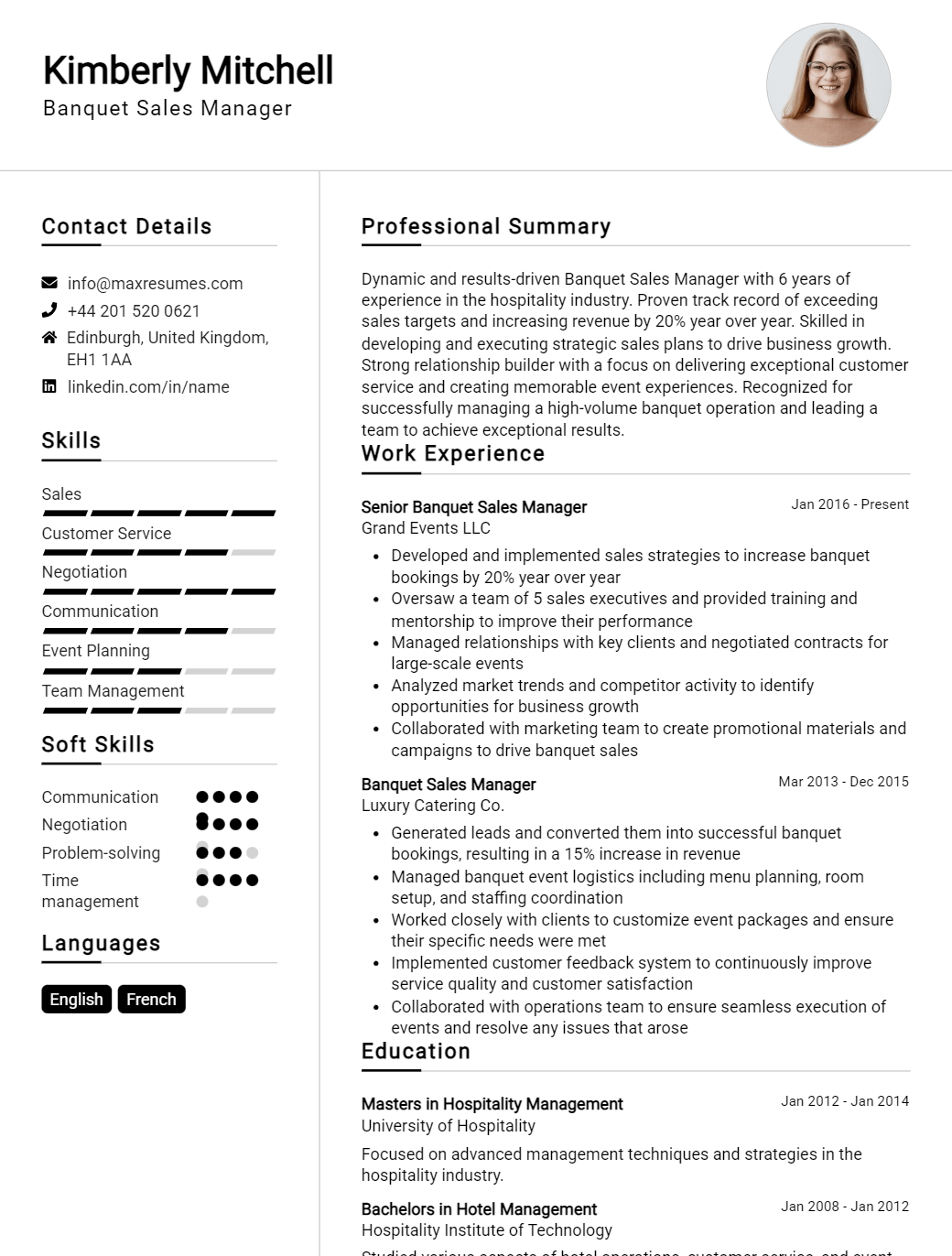 banquet-sales-manager-resume-sample