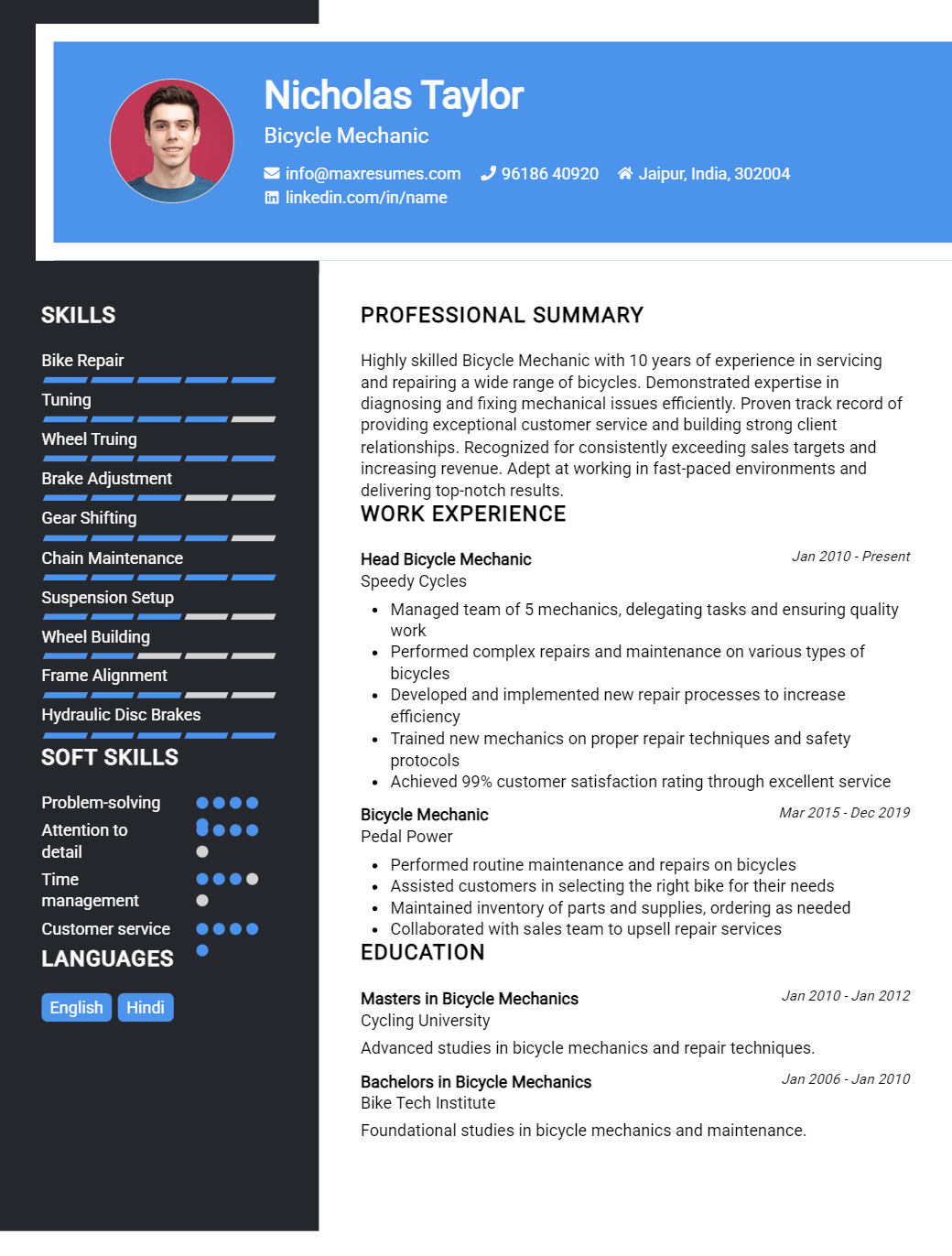 bicycle-mechanic-resume-sample