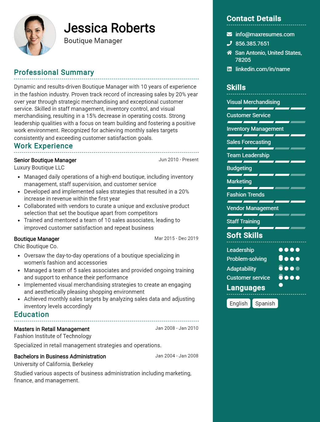 boutique-manager-resume-sample