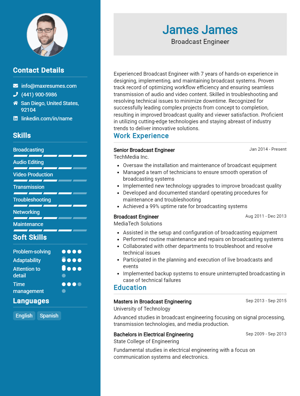 broadcast-engineer-resume-sample