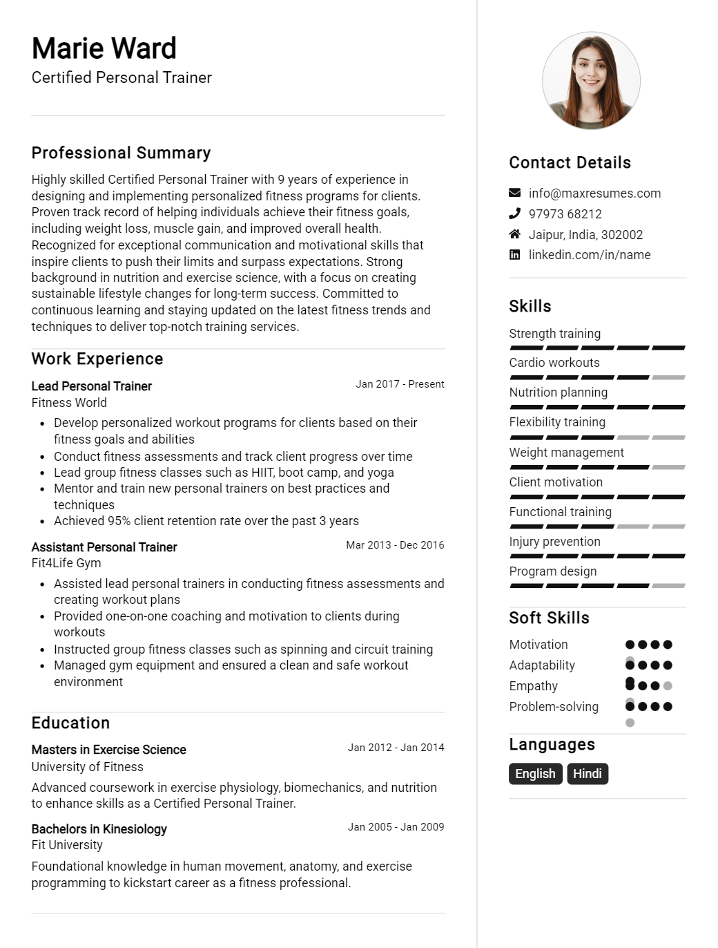 certified-personal-trainer-resume-sample