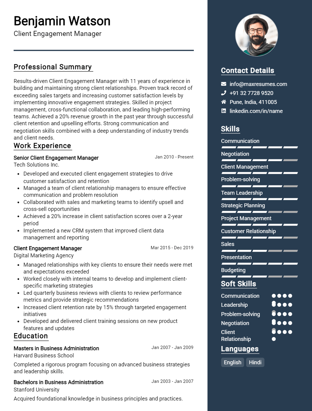 client-engagement-manager-resume-sample