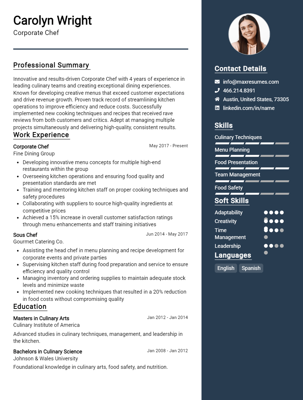 corporate-chef-resume-sample