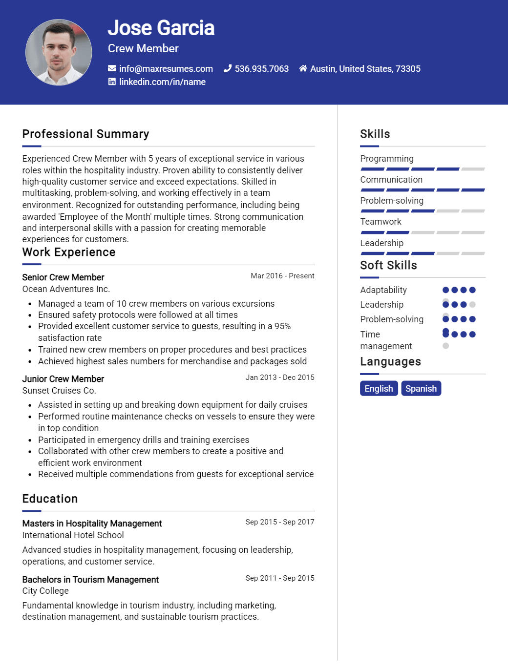 crew-member-resume-sample