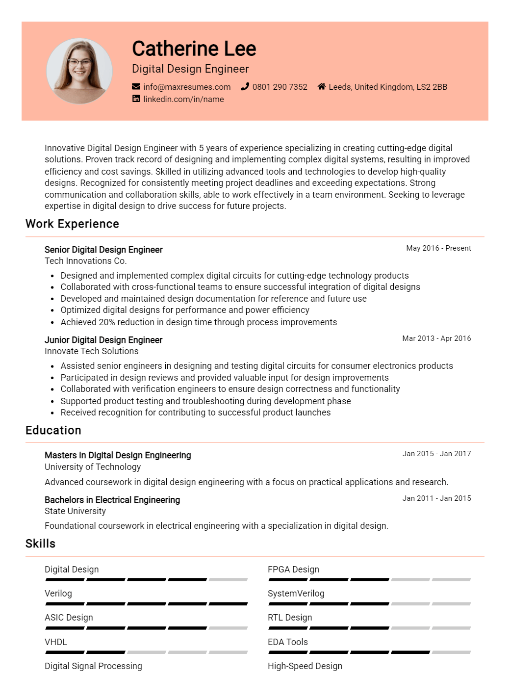 digital-design-engineer-resume-sample