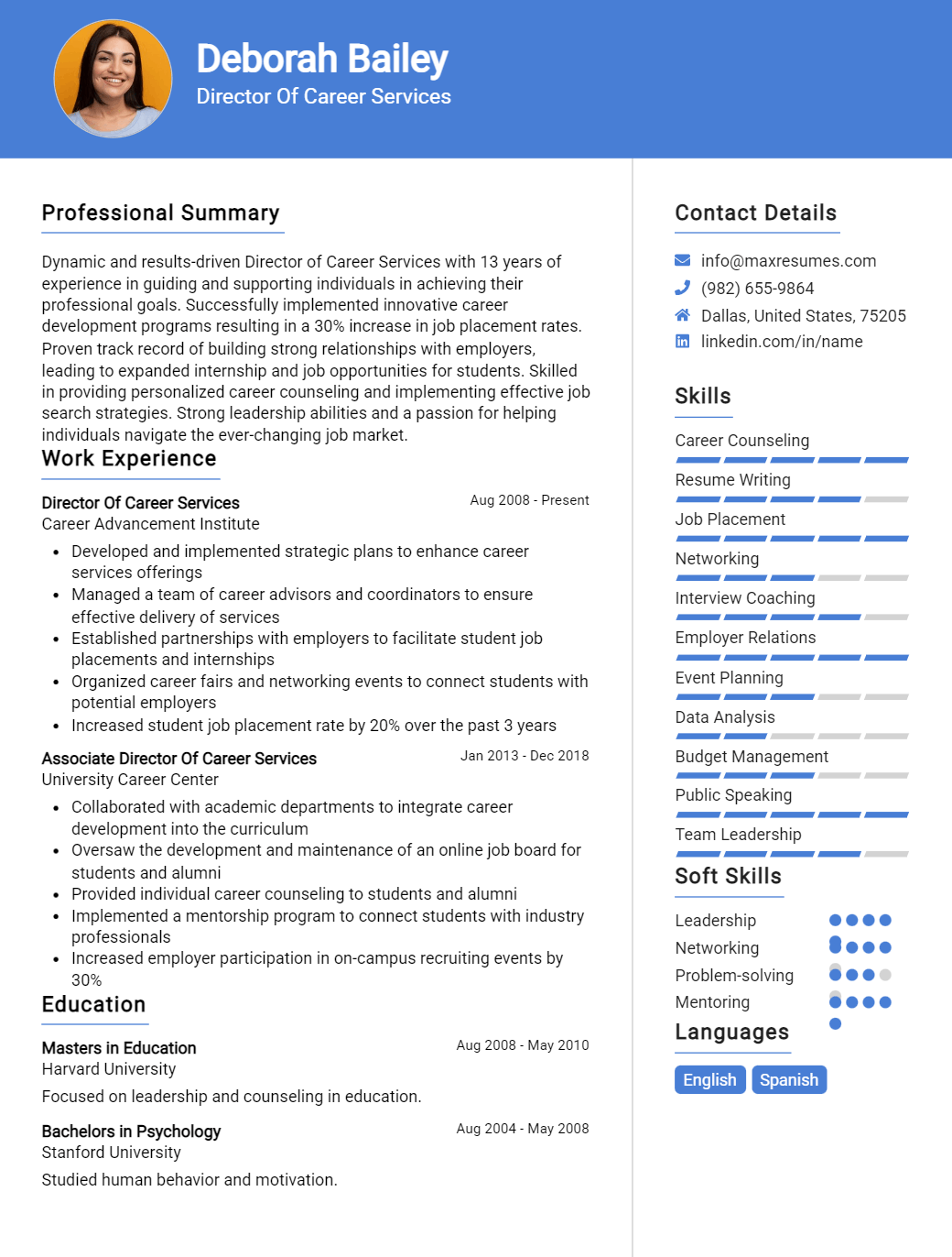 director-of-career-services-resume-sample