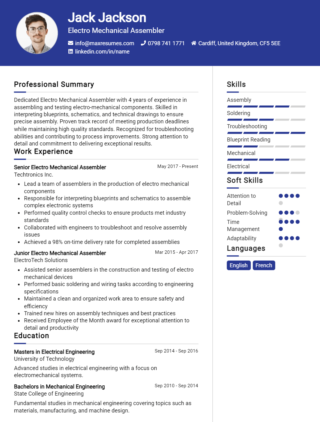 electro-mechanical-assembler-resume-sample