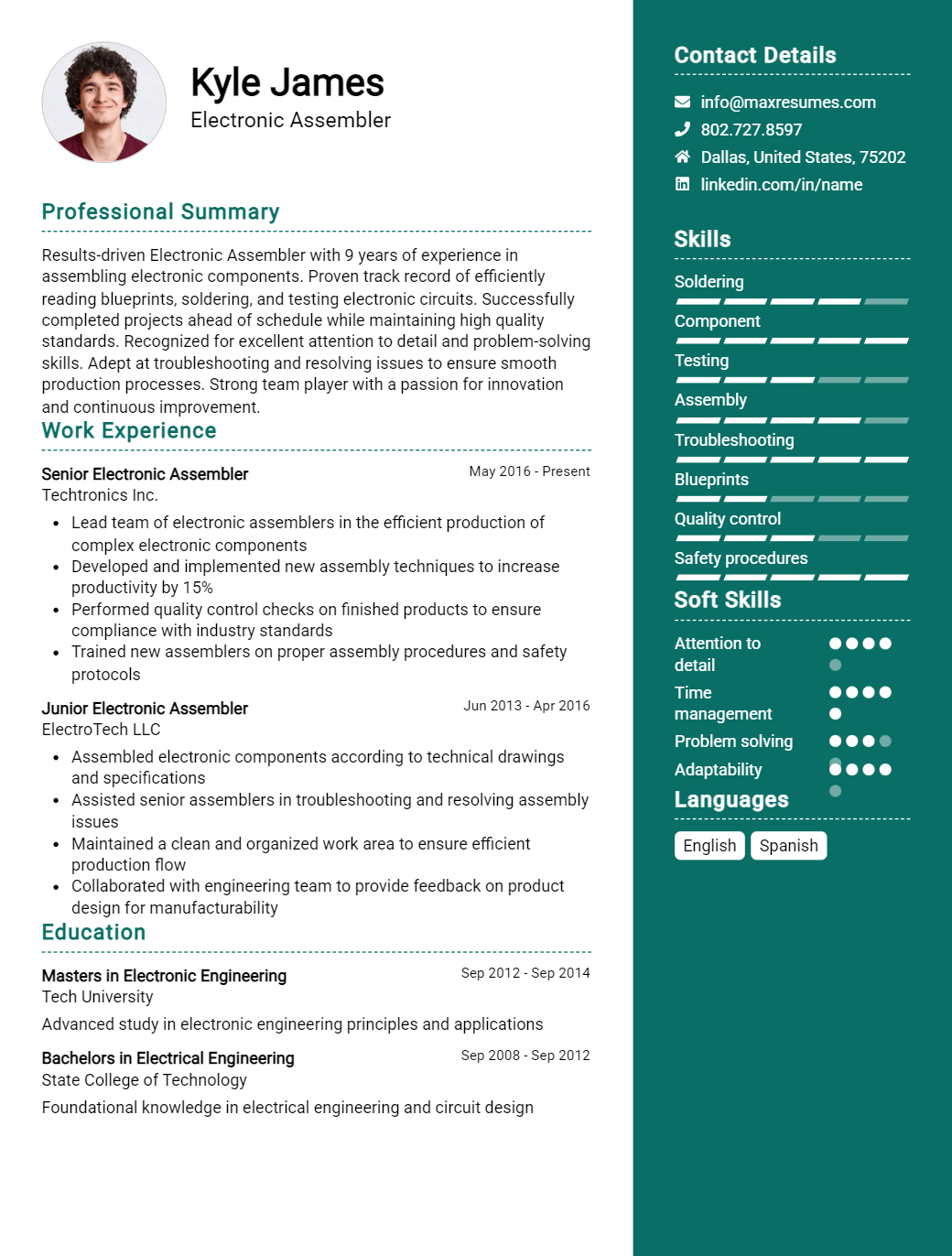 electronic-assembler-resume-sample
