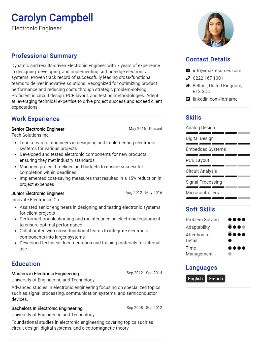 electronic-engineer-resume-sample