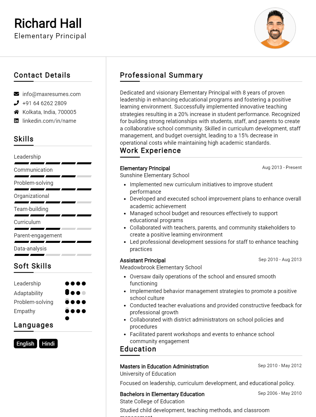 elementary-principal-resume-sample