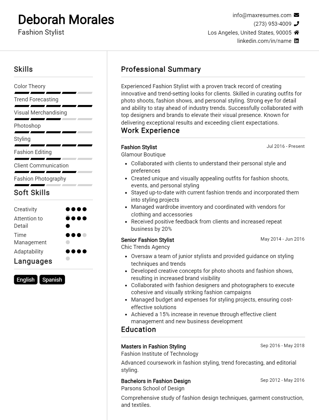 stylist-resume-sample