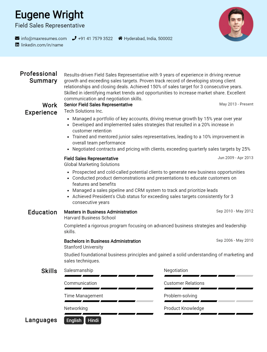 field-sales-representative-resume-sample