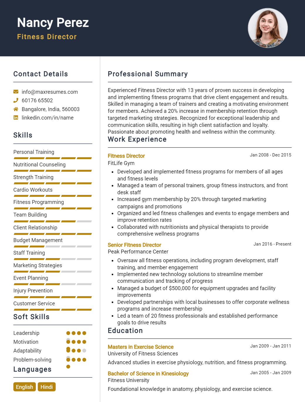 fitness-director-resume-sample