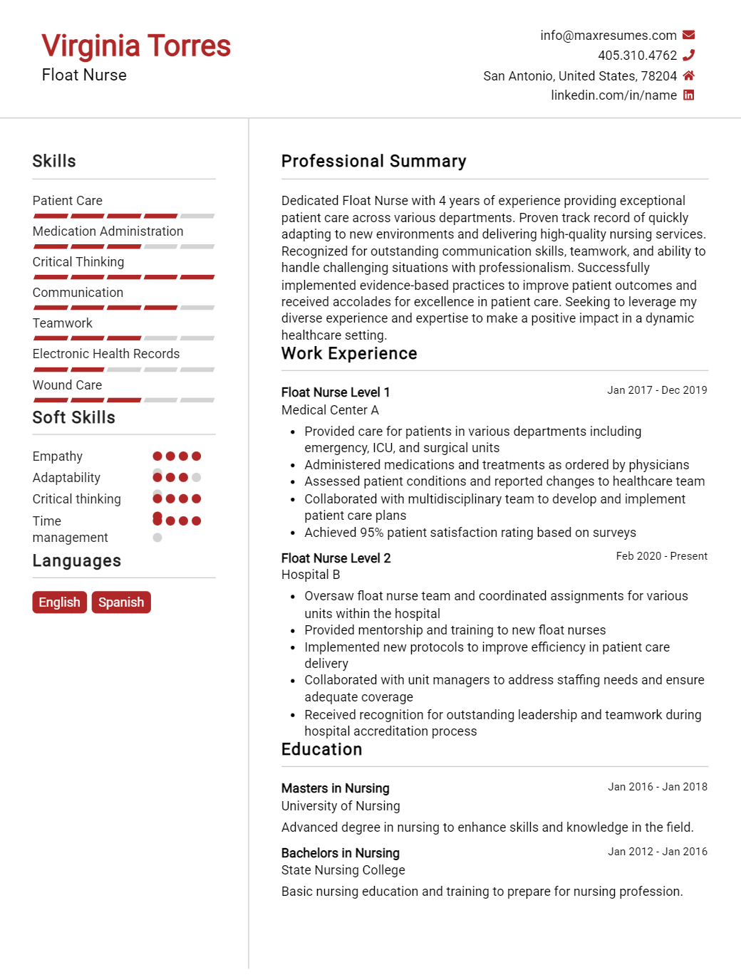 float-nurse-resume-sample