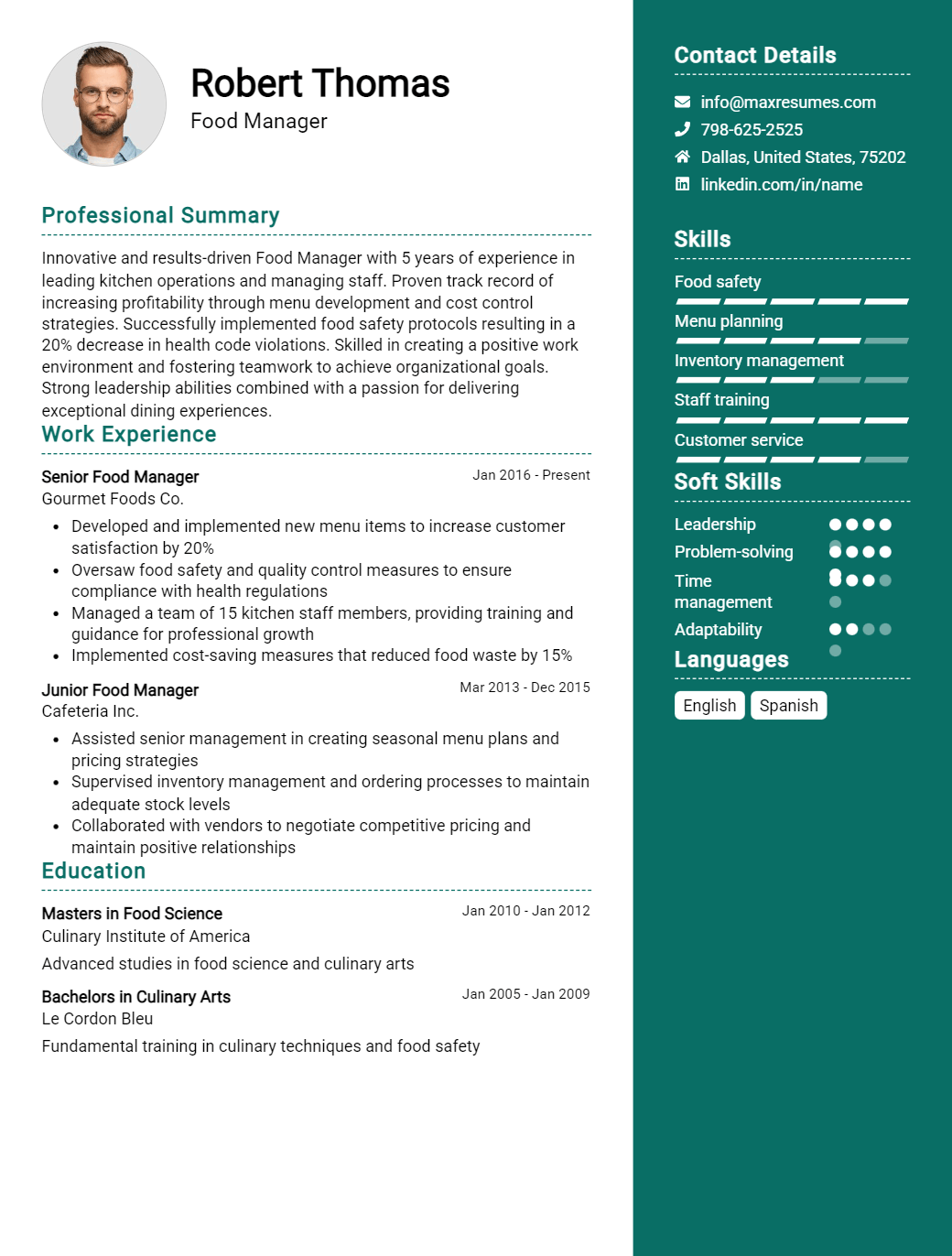 food-manager-resume-sample
