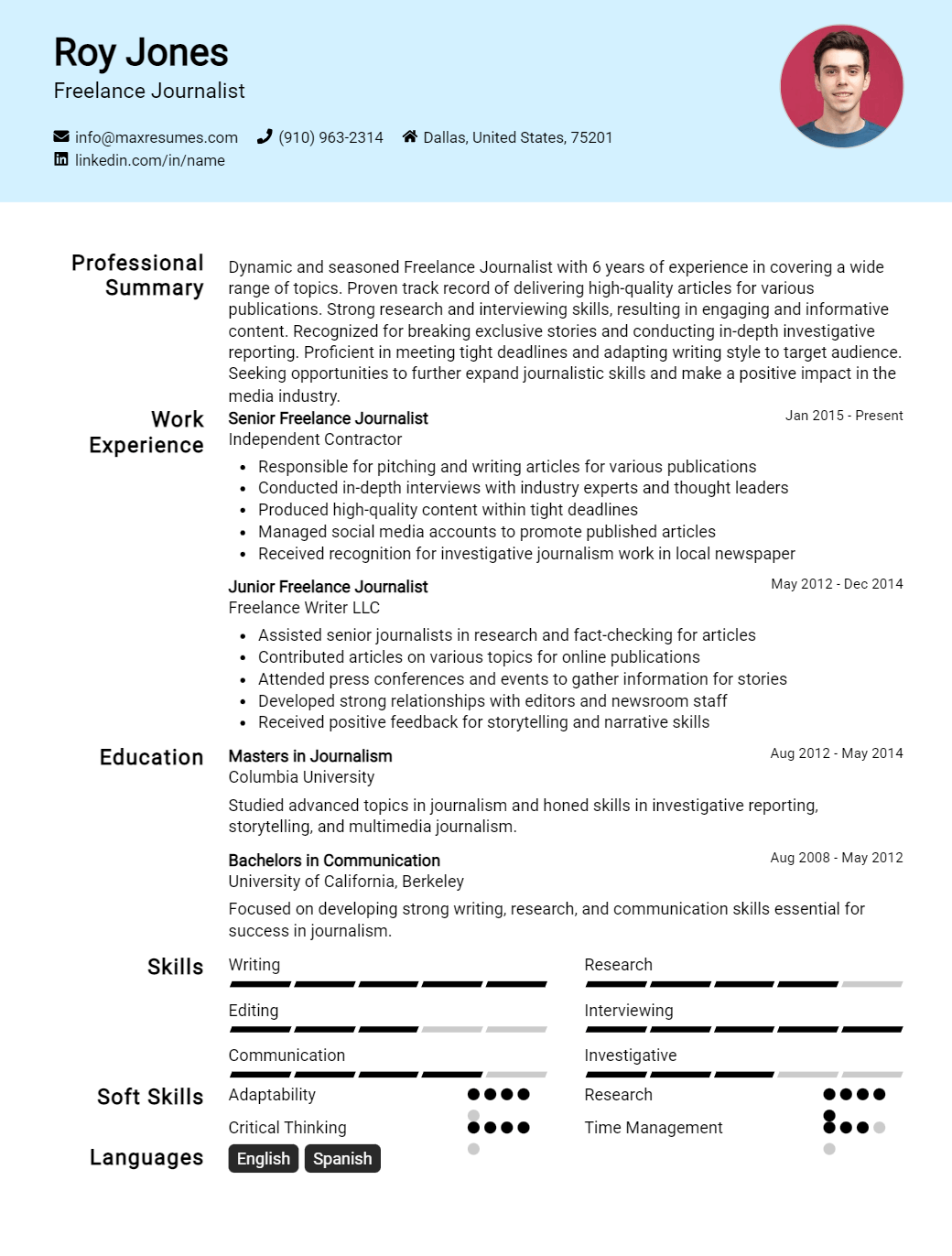 freelance-journalist-resume-sample