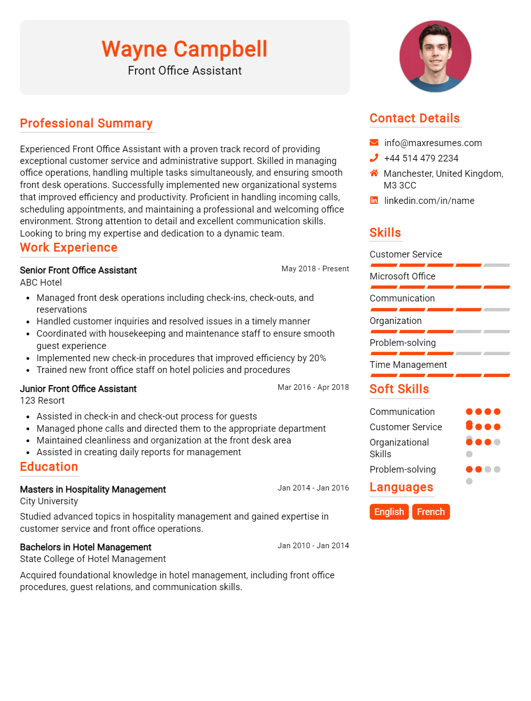 front-office-assistant-resume-sample