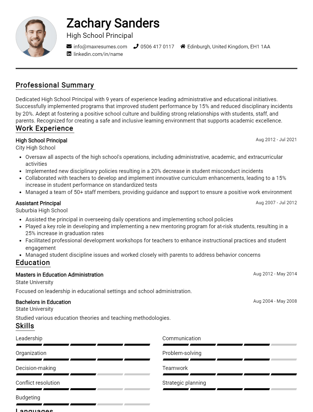 high-school-principal-resume-sample