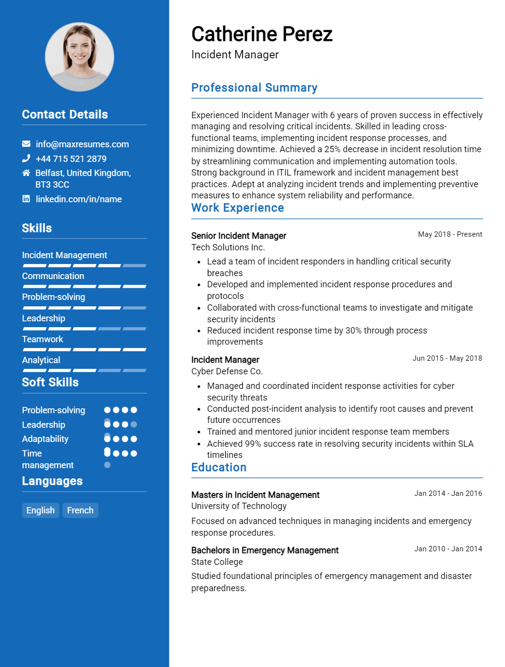 incident-manager-resume-sample