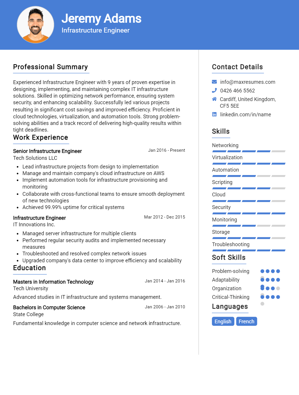 infrastructure-engineer-resume-sample