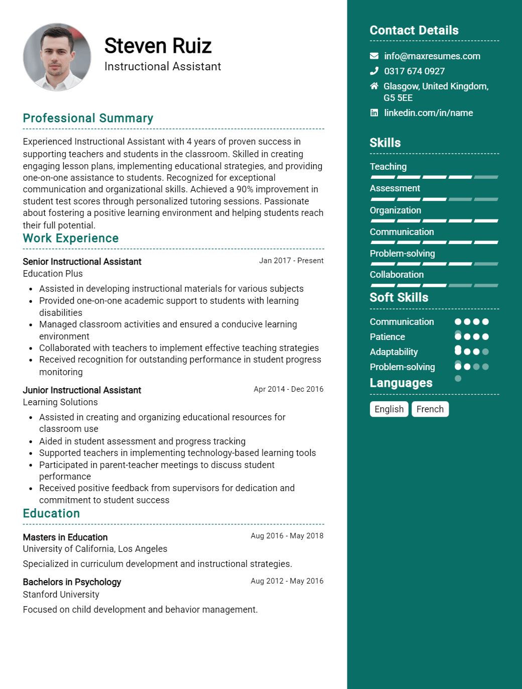 instructional-assistant-resume-sample