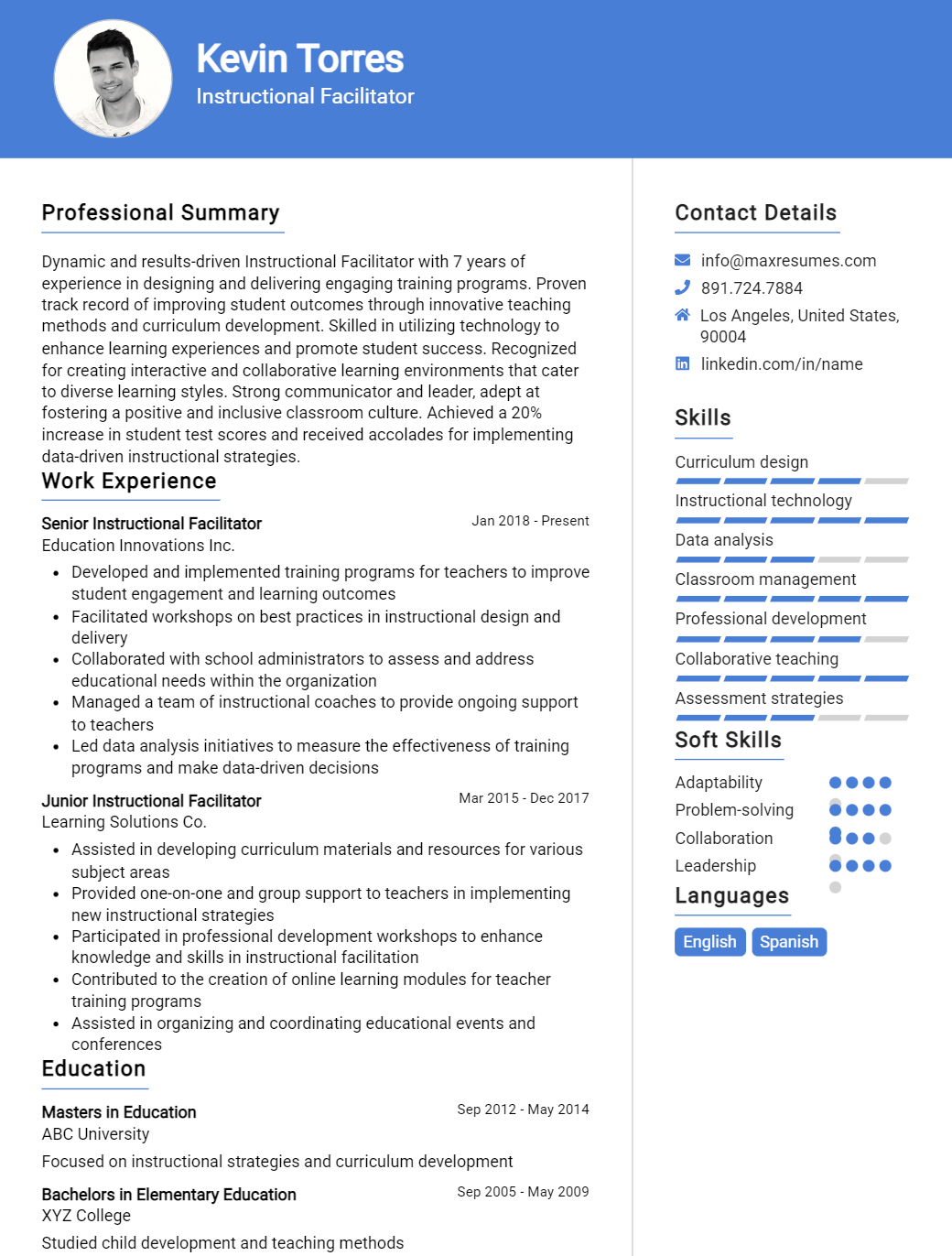 instructional-facilitator-resume-sample
