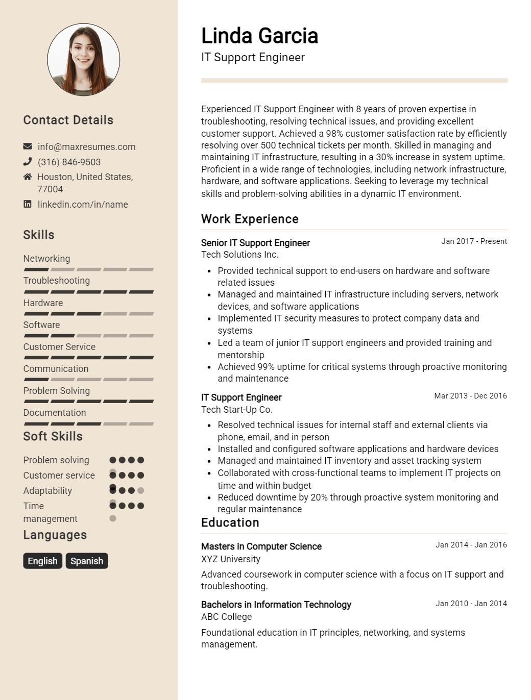 support-engineer-resume-sample
