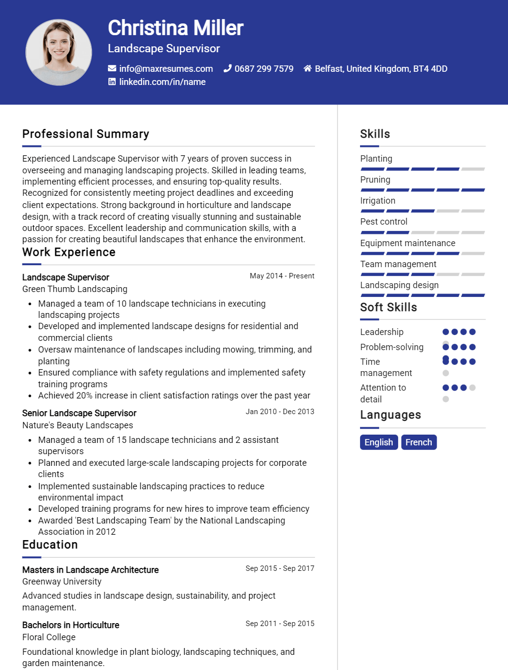 landscape-supervisor-resume-sample