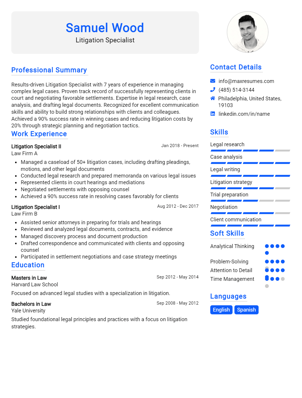 litigation-specialist-resume-sample