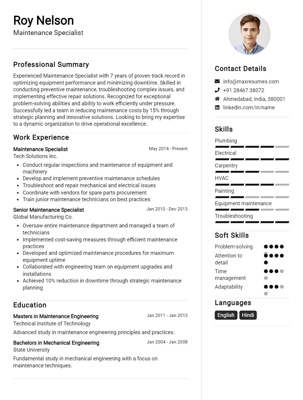 specialist-resume-sample