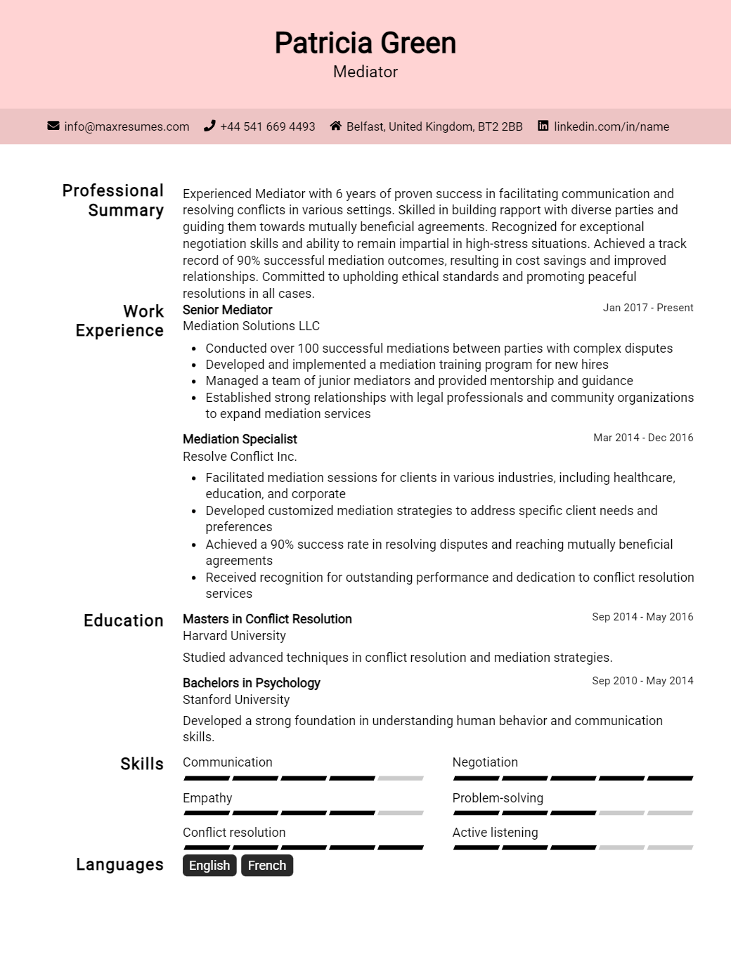 mediator-resume-sample