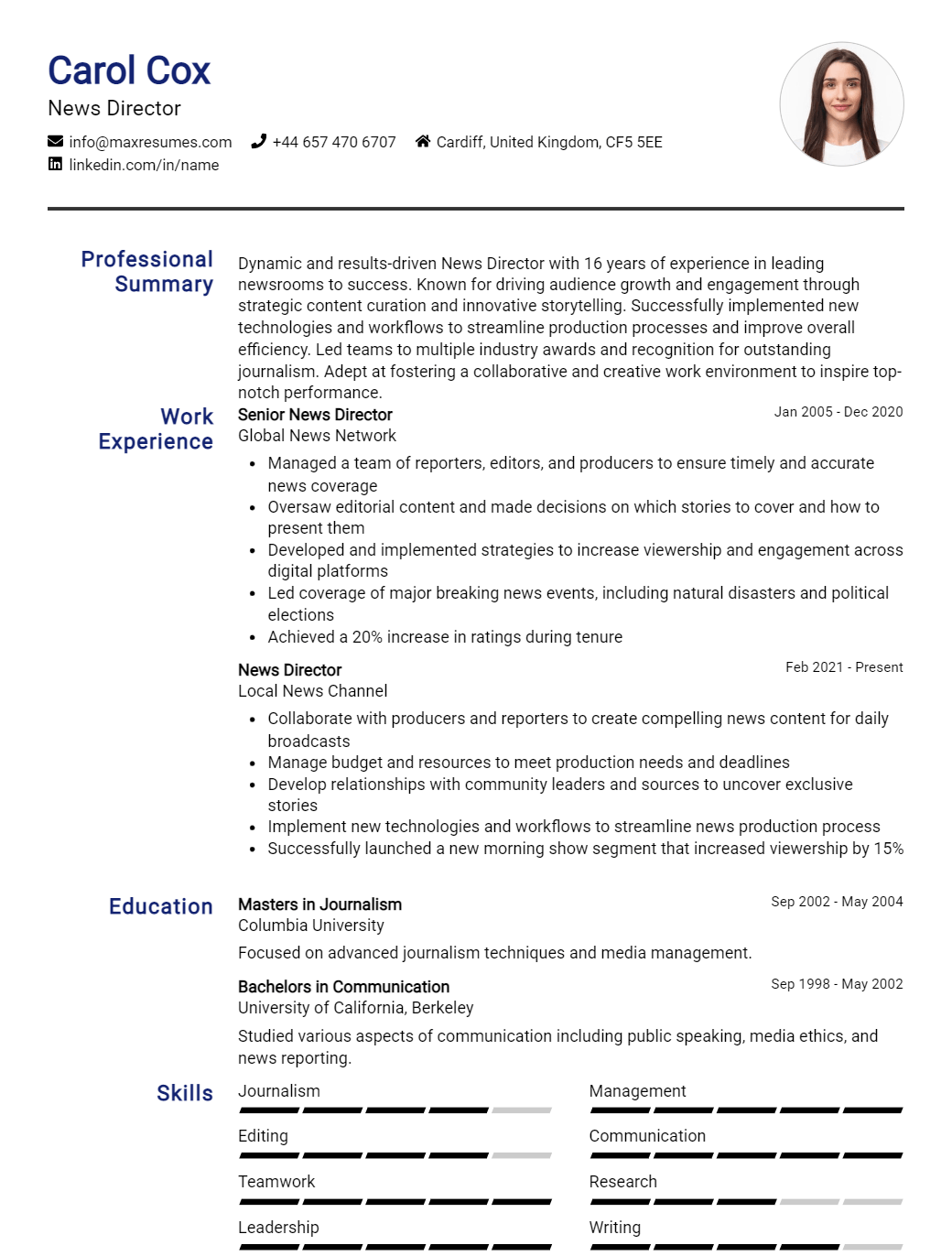 news-director-resume-sample