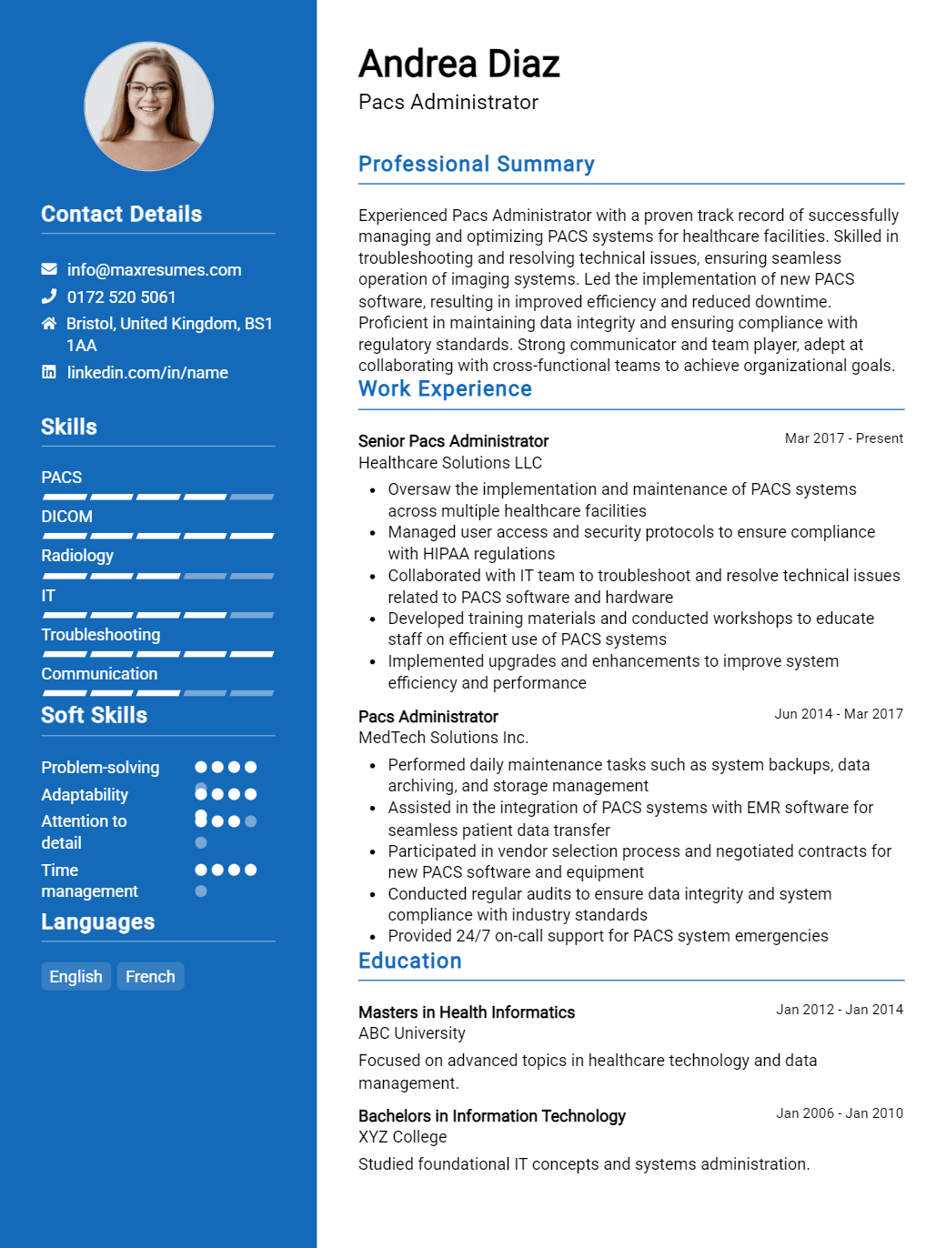 pacs-administrator-resume-sample