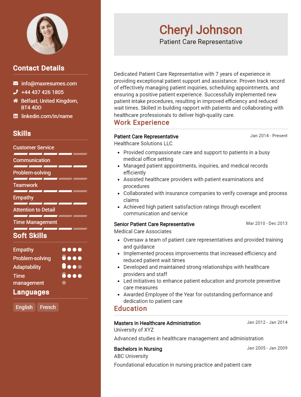 patient-care-representative-resume-sample