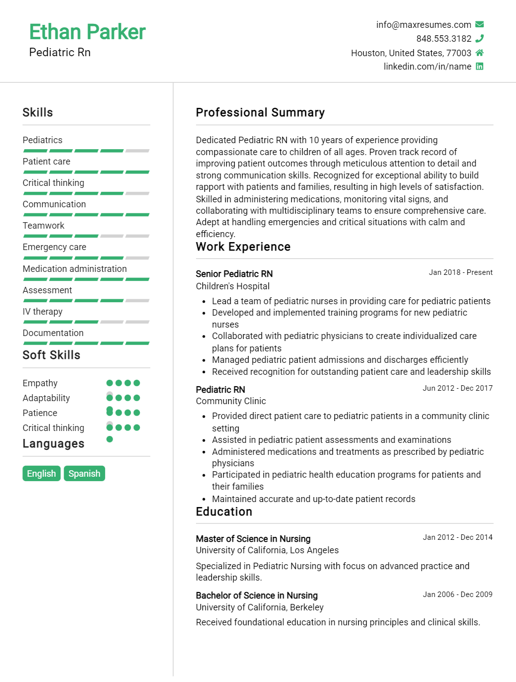 pediatric-rn-resume-sample