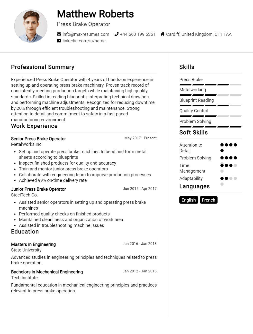 press-brake-operator-resume-sample
