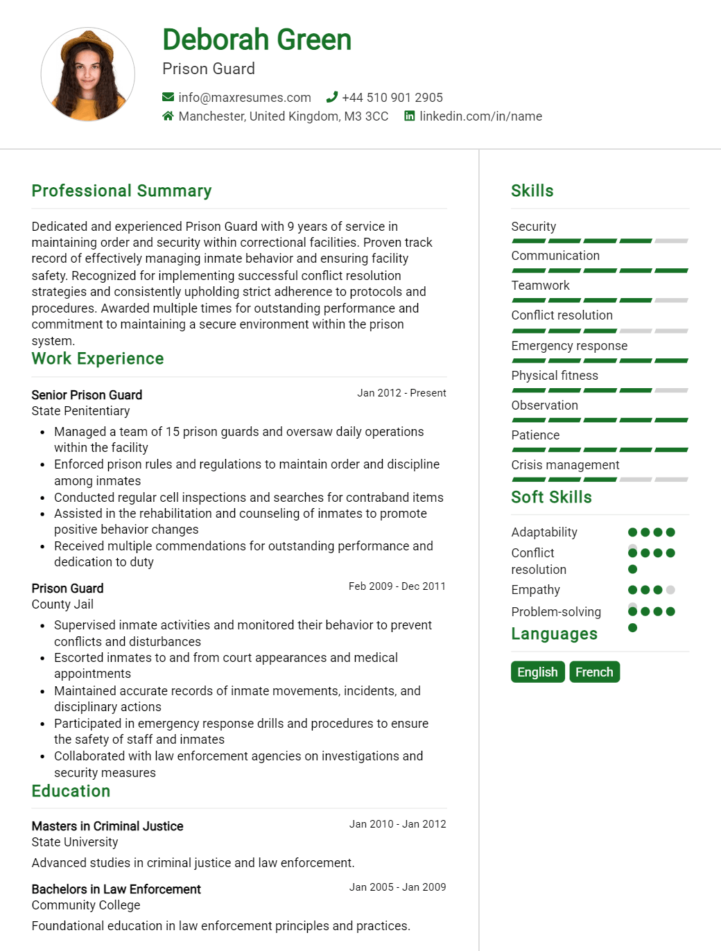 prison-guard-resume-sample