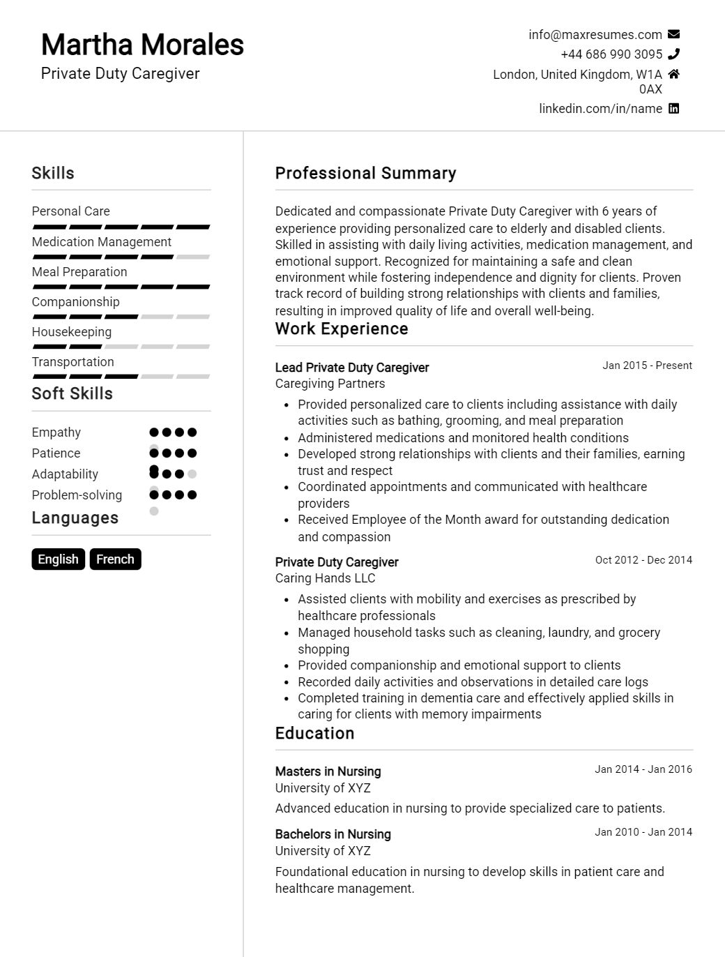 private-duty-caregiver-resume-sample