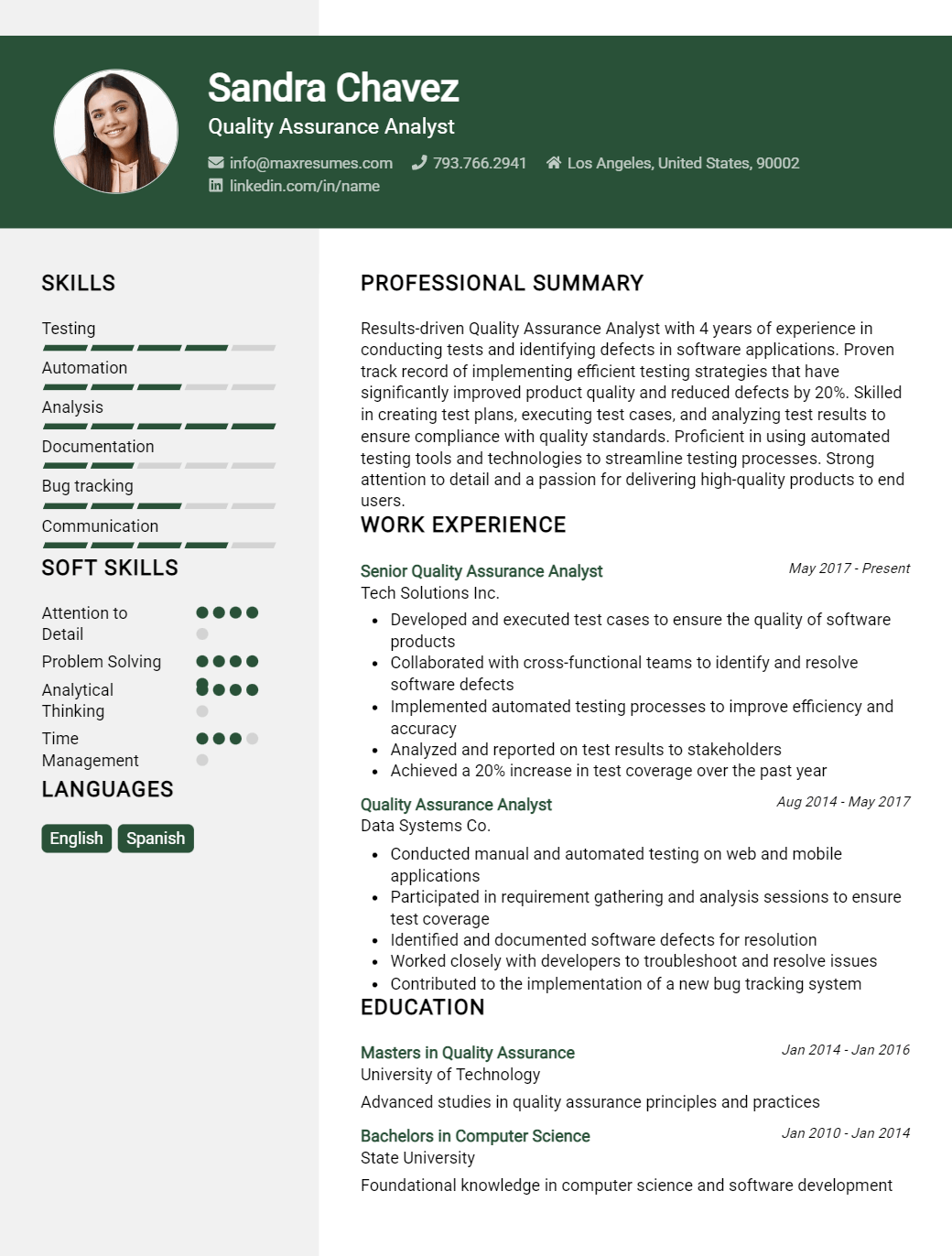 quality-assurance-analyst-resume-sample