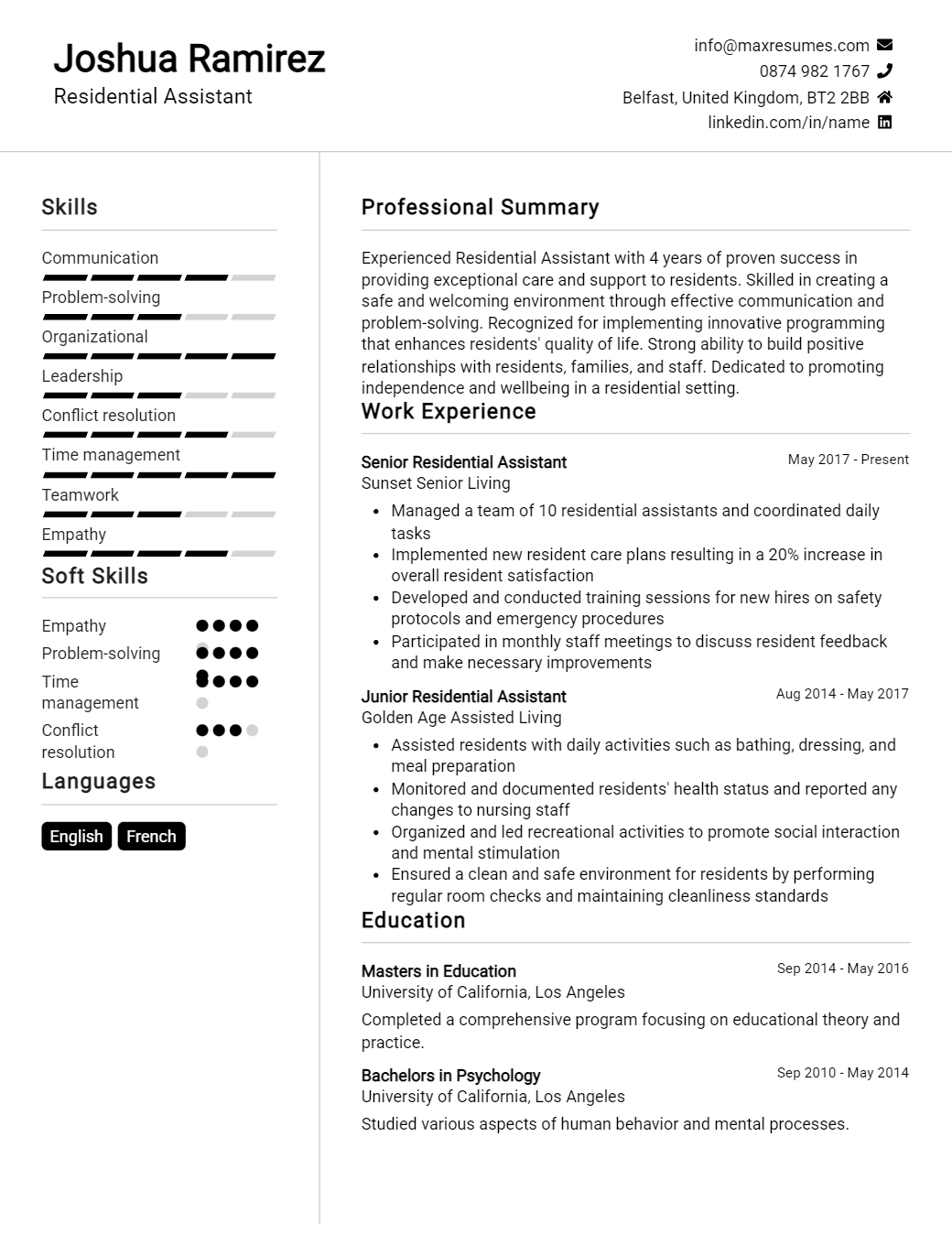 residential-assistant-resume-sample