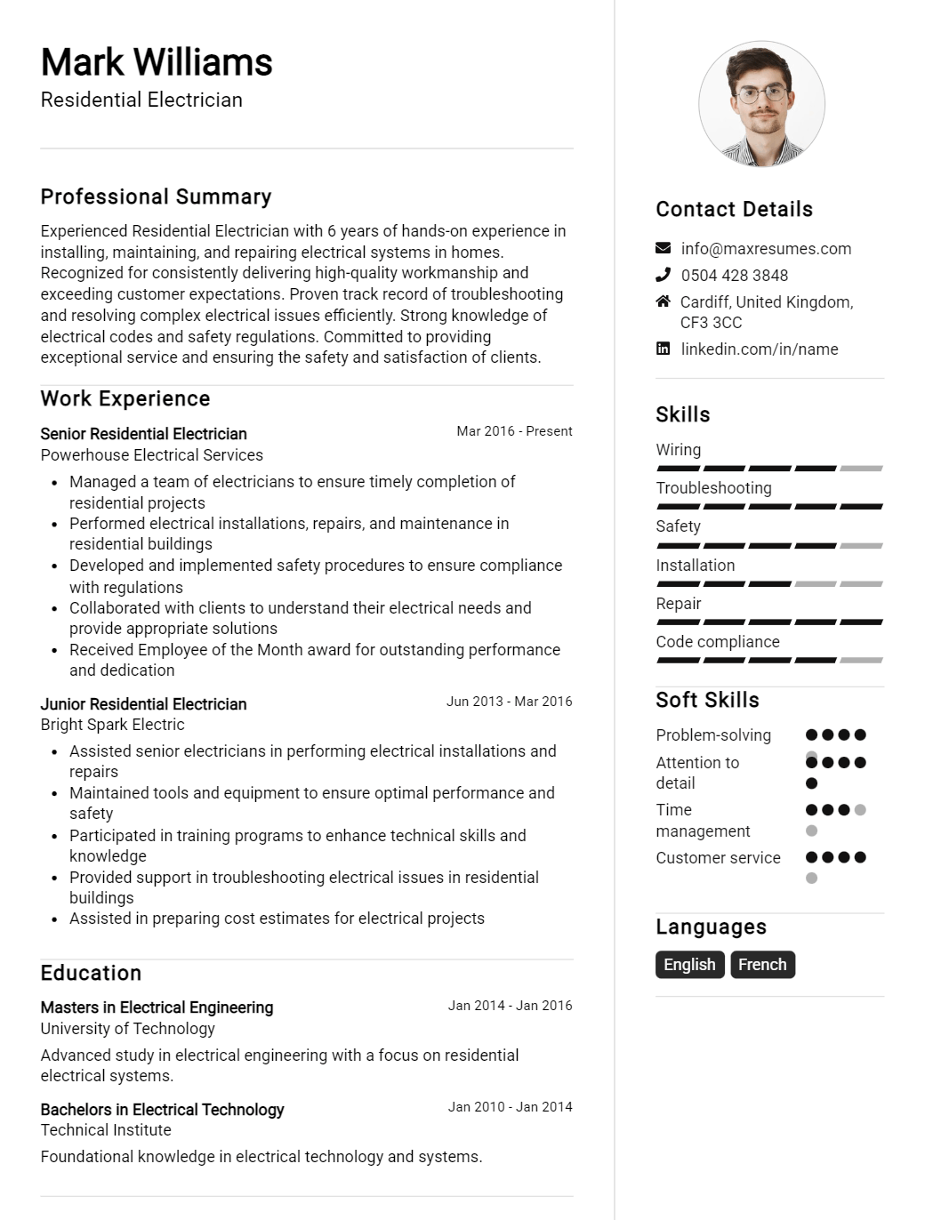 residential-electrician-resume-sample