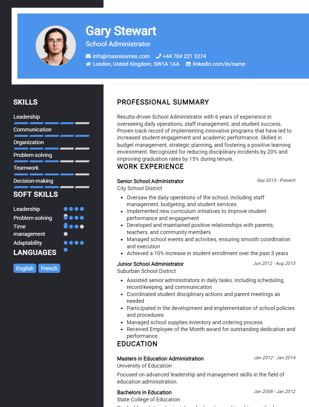 school-administrator-resume-sample