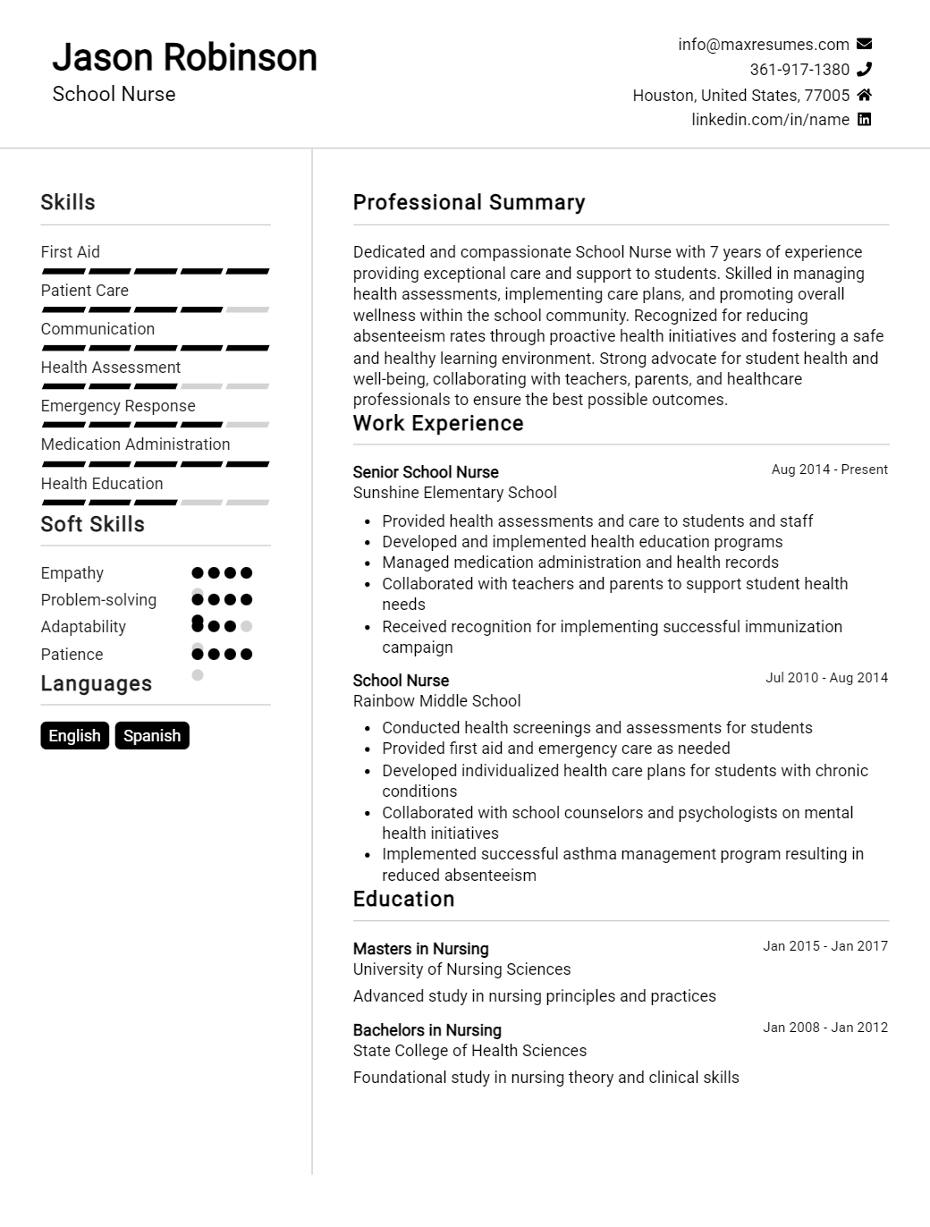 school-nurse-resume-sample