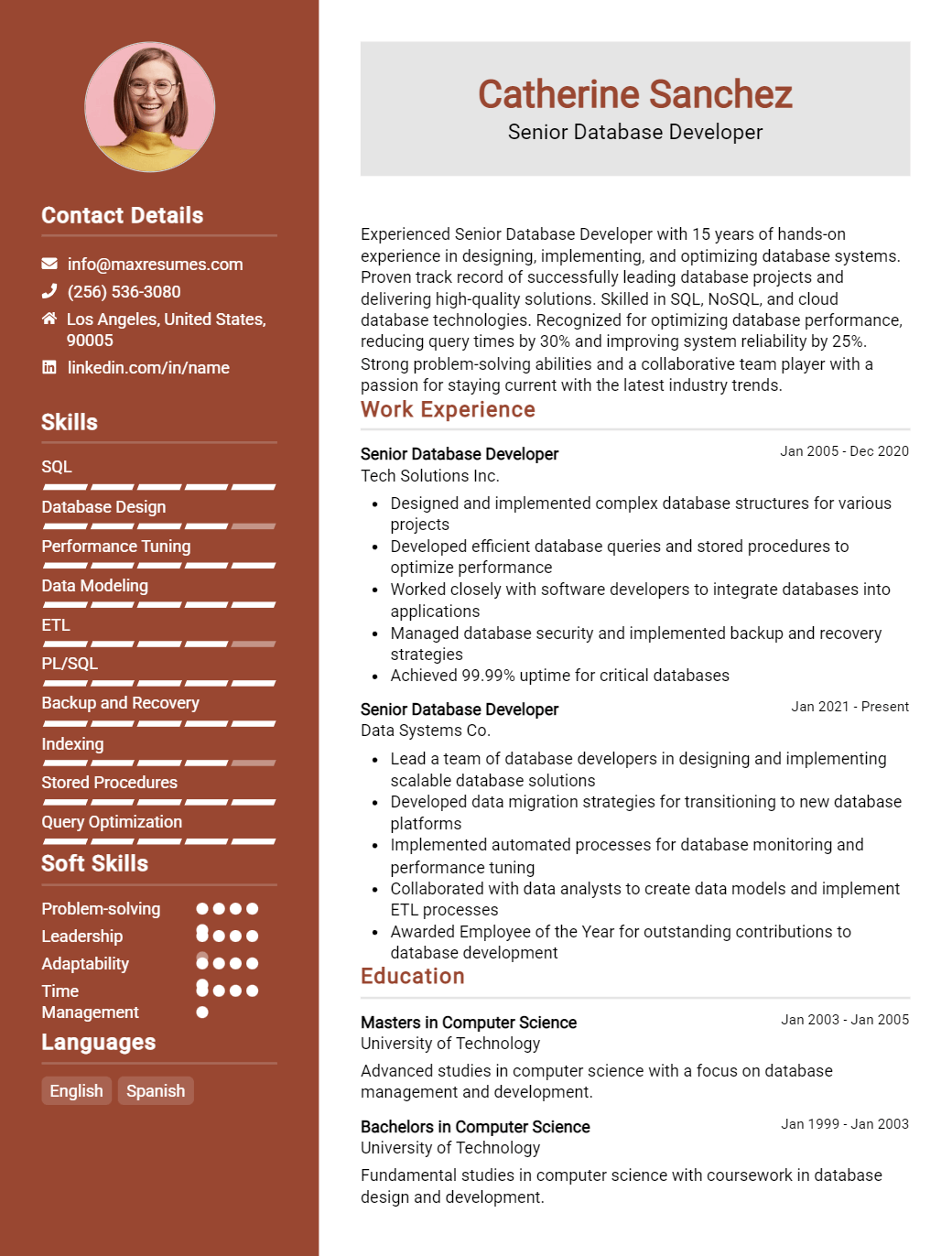 senior-database-developer-resume-sample