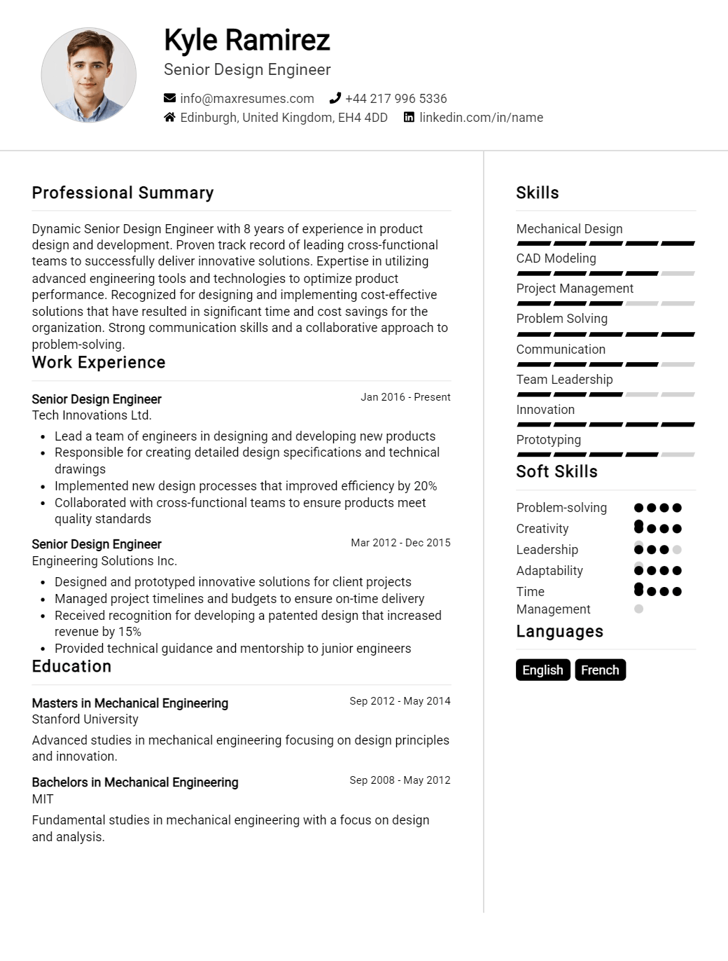 senior-design-engineer-resume-sample