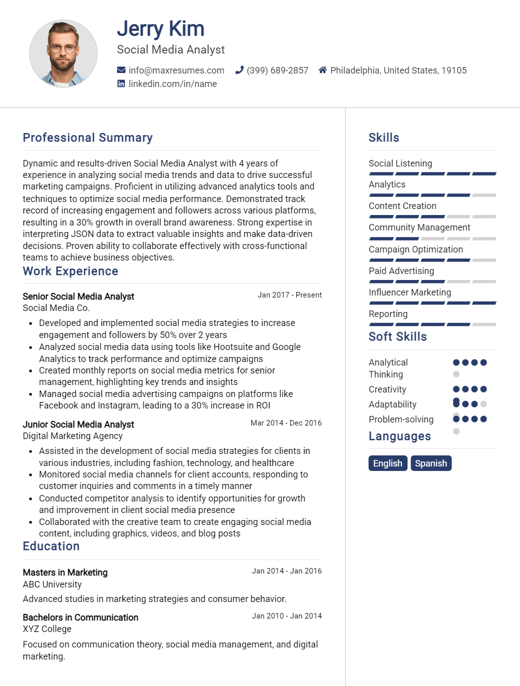 social-media-analyst-resume-sample