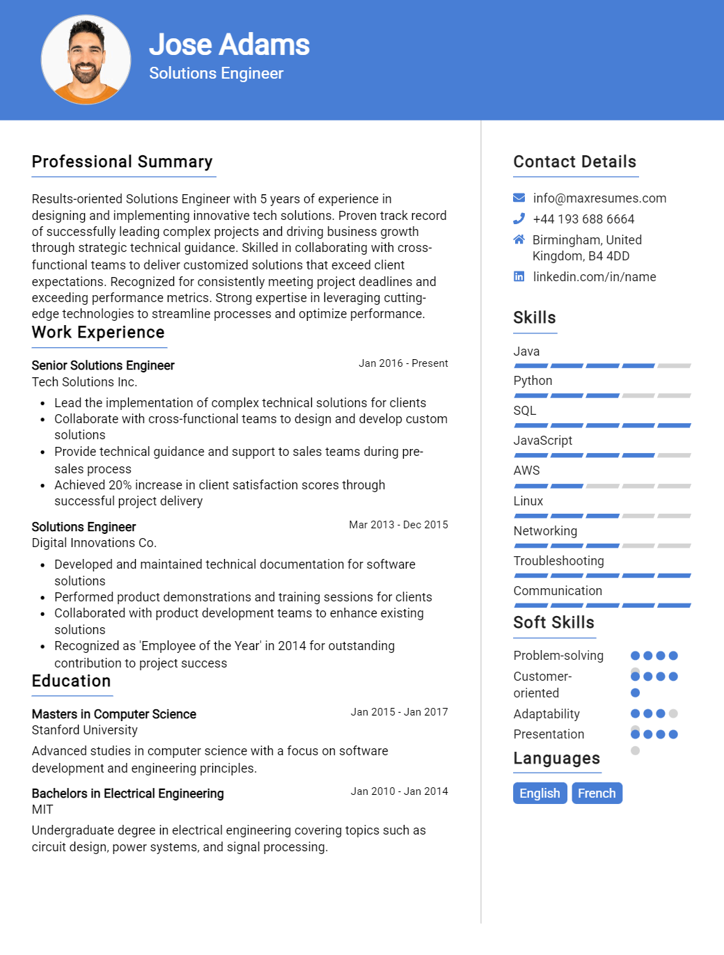 solutions-engineer-resume-sample