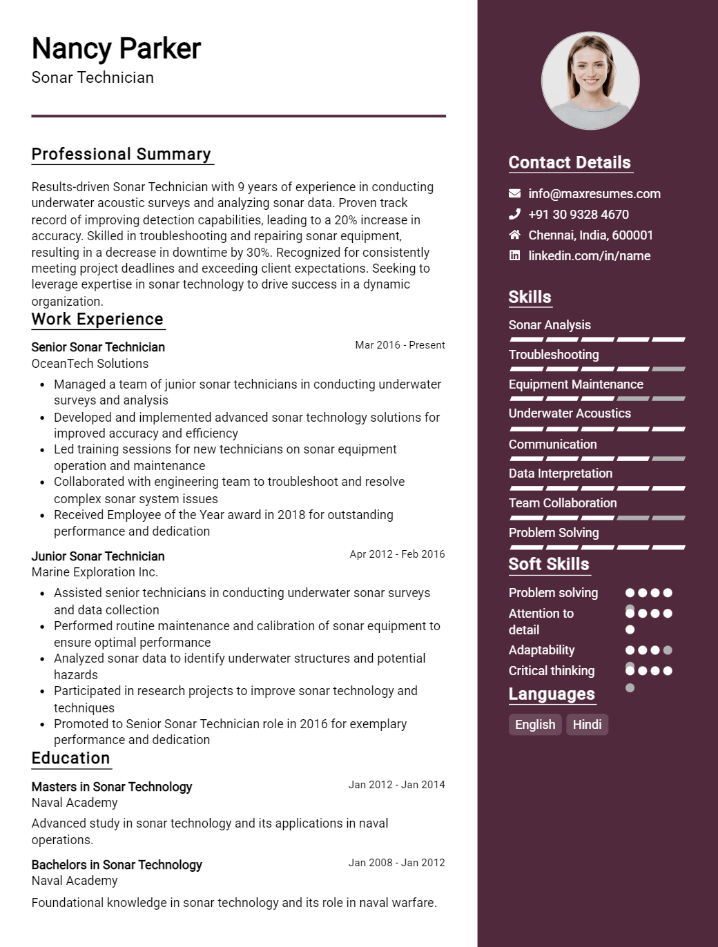 sonar-technician-resume-sample