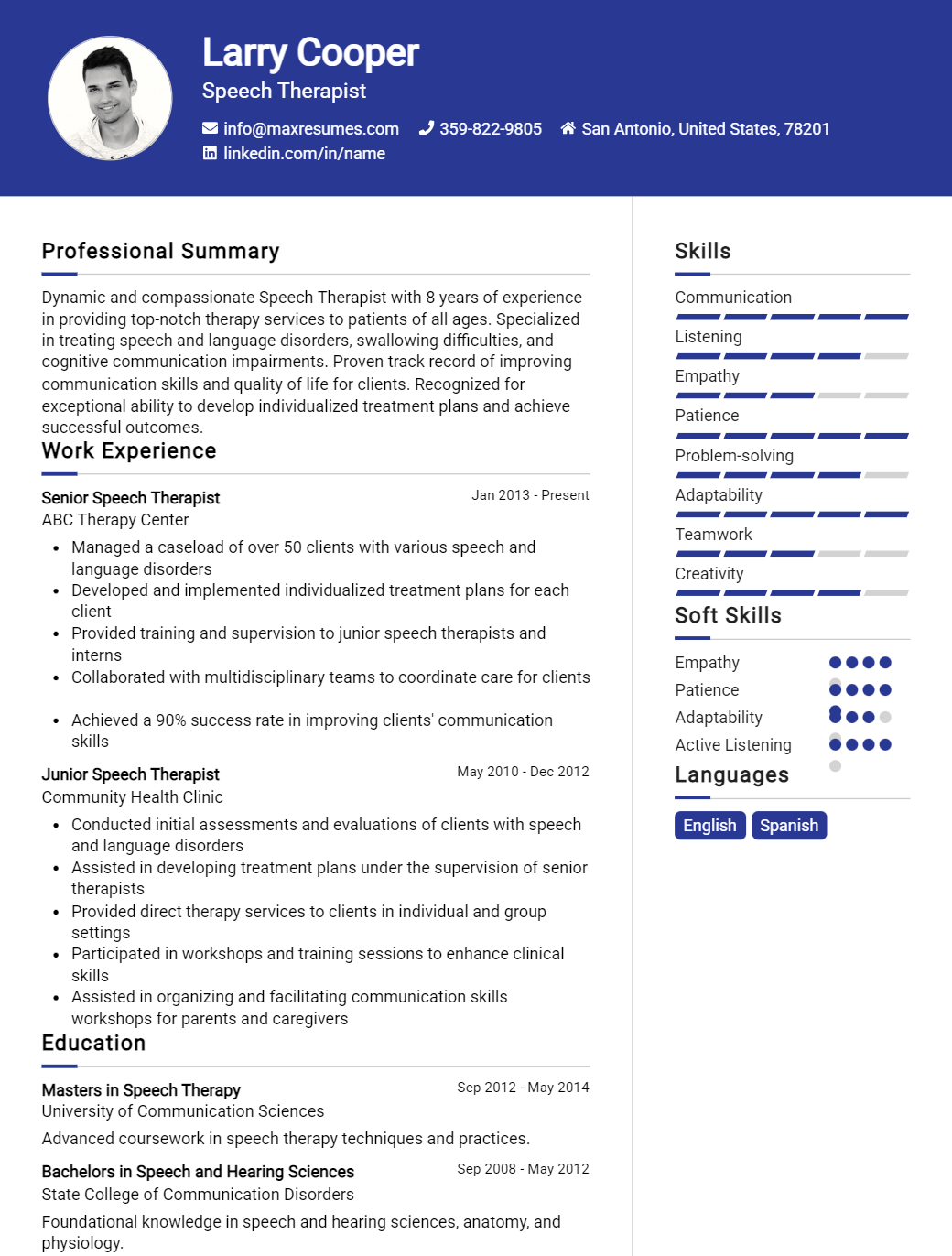 speech-therapist-resume-sample